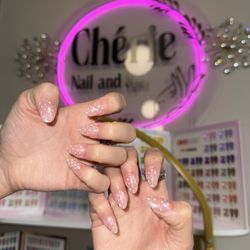 Cherie Nail Spa - Chrome nails with designs. Obsessed!