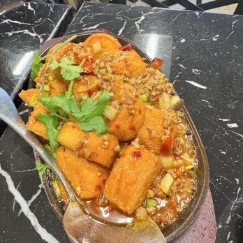 Chopstix Fusion - Silken tofu on sizzling plate with pork - Chinese Near Me - Denver, Colorado