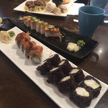Bene Sushi - Aburi sockeye with black Cali roll and a roll that I don't remember the name of (but it was delicious) - Japanese Near Me - West Vancouver, British Columbia Bene Sushi - Aburi sockeye with black Cali roll and a roll that I don't remember the name of (but it was delicious) - Japanese Near Me - West Vancouver, British Columbia