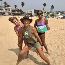 Sand Soul Beach Volleyball Club - Brynn and Elon celebrating with Valinda after their silver bracket victory!