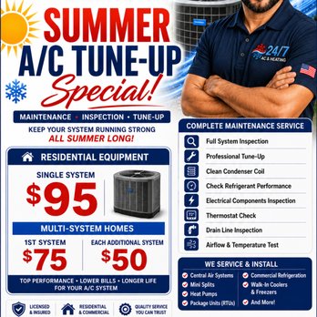24/7 AC & Heating - Summer Tune up Special for Residential - Heating & Air Conditioning/HVAC Near Me - Houston, Texas 24/7 AC & Heating - Summer Tune up Special for Residential - Heating & Air Conditioning/HVAC Near Me - Houston, Texas