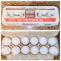 Voortman's Egg Ranch - 1/31/23 XL Grade AA Eggs. $4.50/dz. Size below is $4.20/dz. Size above is $5.00/dz. Can't get eggs any fresher!