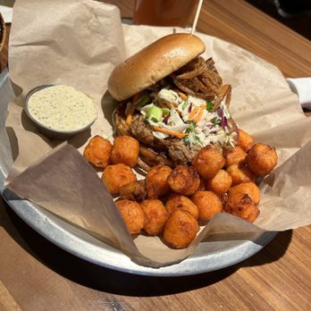 Lazy Dog Restaurant & Bar - Pulled pork sandwich - New American Near Me - Temecula, California Lazy Dog Restaurant & Bar - Pulled pork sandwich - New American Near Me - Temecula, California
