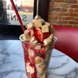 Miller's Creamery - Strawberry cheesecake (fresh hot) puffle. It is a lot for just one person though! Sooo good!