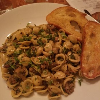 Stella's - Pasta special on 9/25/18. Mushrooms and ground beef over pasta with a pesto sauce.  Yum. - New American Near Me - De Pere, Wisconsin