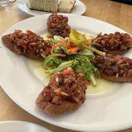Too much olive oil in the bruschetta...