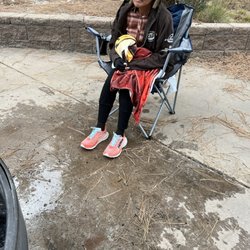 Rose Canyon Lake - The person who got drenched by the host ! And the fire pit which is on concrete!