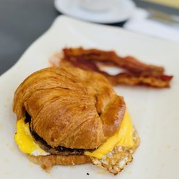 (Sausage egg & cheese with croissant ) (Sausage egg & cheese with croissant )