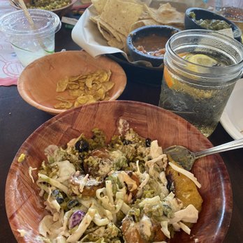 The Tiny Turtle - Chip & trio dip with side of plantain chips & sofrito bowl with grilled shrimp- I dove right in! - Caribbean Near Me - Cocoa Beach, Florida
