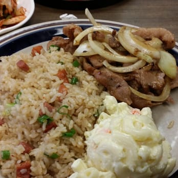 Waipahu Cafe - Bbq pork, fried rice, with Mac salad & complimentary homemade kimchee - Diners Near Me - Waipahu, Hawaii Waipahu Cafe - Bbq pork, fried rice, with Mac salad & complimentary homemade kimchee - Diners Near Me - Waipahu, Hawaii