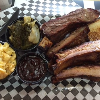My Father's BBQ - Beef rib, PORK ribs, mac & cheese and greens with cabbage. Sauce on the side - Southern Near Me - Carson, California My Father's BBQ - Beef rib, PORK ribs, mac & cheese and greens with cabbage. Sauce on the side - Southern Near Me - Carson, California