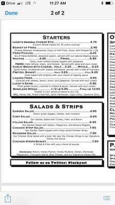 Menu photo 6 Lucky's Sports Tavern Athens, OH