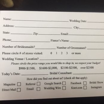 Marry & Tux Bridal - Yes give us all your info... and spend no less than $900. - Bridal Near Me - Nashua, New Hampshire