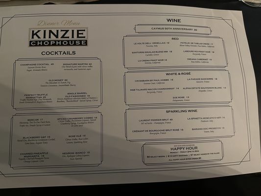 Menu photo 5 Kinzie Chophouse Chicago, IL Menu photo 5 Kinzie Chophouse Chicago, IL