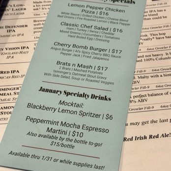 The Washington Brewing - January specials. - Brewpubs Near Me - Washington, Pennsylvania