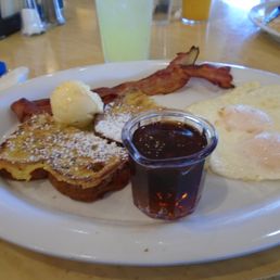 daily special -- cinnamon French toast w/bacon & 2 fried eggs over easy daily special -- cinnamon French toast w/bacon & 2 fried eggs over easy