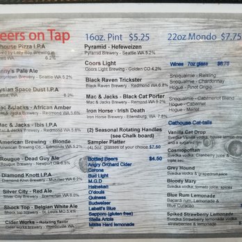 Cathouse Pizza - Draft beer list. - Pizza Near Me - Snohomish, Washington