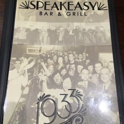 Speakeasy Bar & Grill - Menu cover