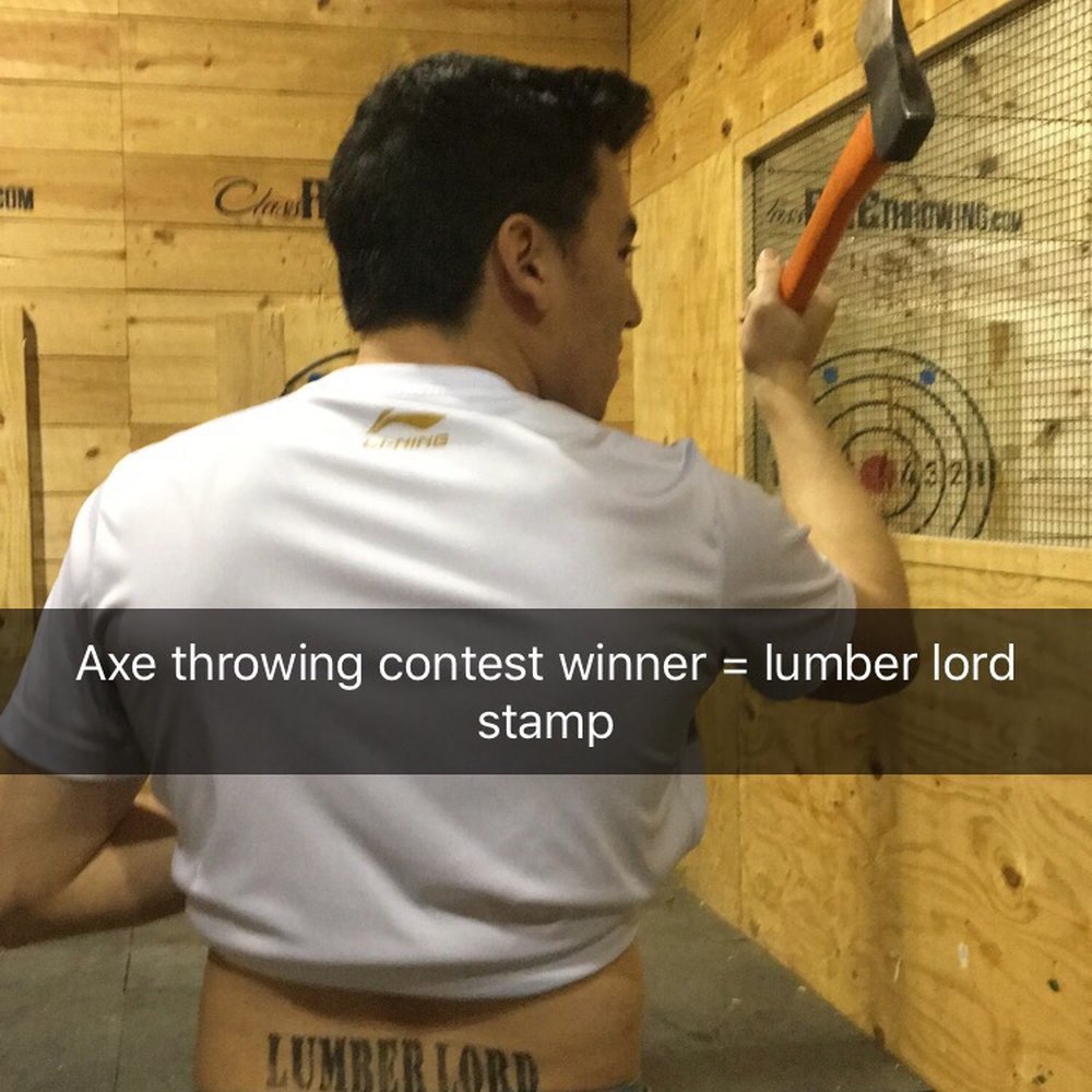 Class Axe Throwing - Won the competition and got a cool stamp! - Axe Throwing Near Me - San Antonio, Texas