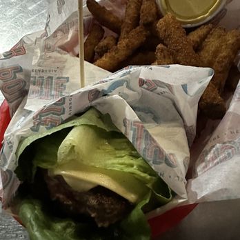 MEAT Eatery And Taproom - Inside out juicy Lucy with a lettuce bun - Burgers Near Me - Islamorada, Florida