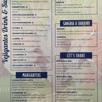 Vejigantes - Drink Menu (1/2) as of 5/3/26 - Puerto Rican Near Me - Boston, Massachusetts