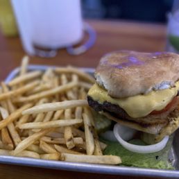 Cheeseburger and fries. Delish! Cheeseburger and fries. Delish!