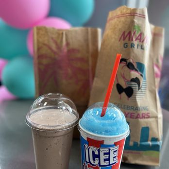 Miami Grill - Chocolate shake and blue raspberry Icee - Fast Food Near Me - Las Vegas, Nevada