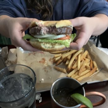 The Tap it Bar and Grill - Garlic Mushroom Aioli Burger.  Nice and thick. - Bars Near Me - Rochester, New York
