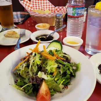 American Italian Bistro - Lovely salad, bread and beer - Italian Near Me - Ceres, California
