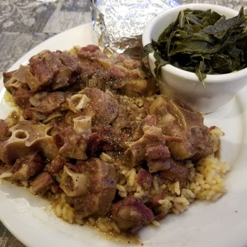 Amazing Taste - Oxtails served over rice with collard greens and cornbread. - Soul Food Near Me - North Plainfield, New Jersey