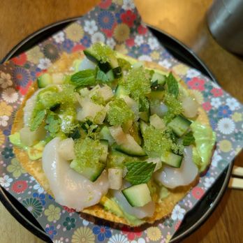 Ramen Del Barrio - Hokkaido Scallop Tostada - Ramen Near Me - Austin, Texas Ramen Del Barrio - Hokkaido Scallop Tostada - Ramen Near Me - Austin, Texas