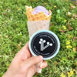 Huckleberry ice cream with waffle cone Huckleberry ice cream with waffle cone