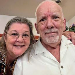 Us at our anniversary meal