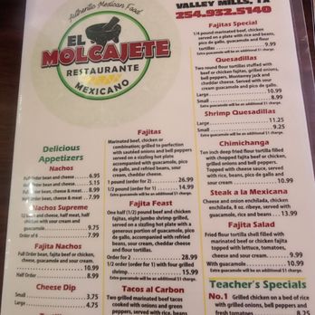 El Molcajete - Menu - Mexican Near Me - Valley Mills, Texas El Molcajete - Menu - Mexican Near Me - Valley Mills, Texas
