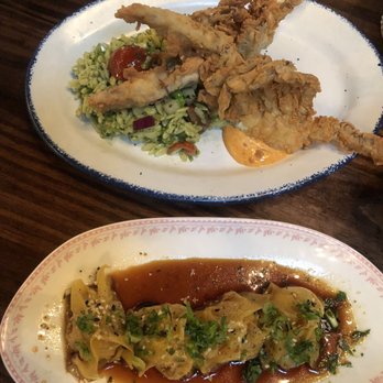 The Atlantic - Shrimp/crab/scallop dumpling & the soft shell crab with a sweet pea/pesto orzo! Yum - Seafood Near Me - Virginia Beach, Virginia The Atlantic - Shrimp/crab/scallop dumpling & the soft shell crab with a sweet pea/pesto orzo! Yum - Seafood Near Me - Virginia Beach, Virginia
