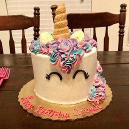 a birthday cake with a unicorn face