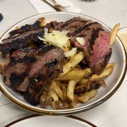 Paris Steak - Steak Frites - Ribeye, Double Meat (Left = Medium, Right = Medium Rare)