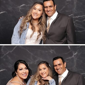 Smilebox Photo Booth - Print Booth + black marble backdrop - Photo Booth Rentals Near Me