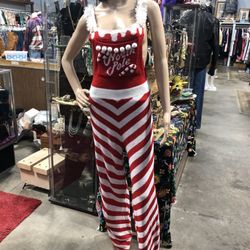 Bebe O's Vintage Boutique - A Jolly Vintage Jumpsuit with garland straps.