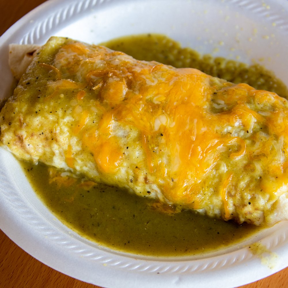 sausage and green chili breakfast burrito