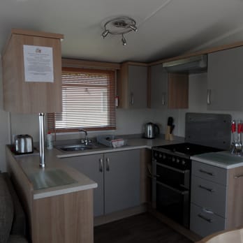 Butlins Minehead Caravans - Bordeaux Caravan Kitchen, with Microwave, Gas Cooker, Full size Fridge / Freezer - Vacation Rentals Near Me - Minehead, SOM