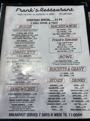 Menu photo 2 Frank's Restaurant Hudson, FL