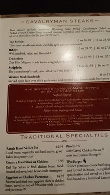 Menu photo 7 Cavalryman Steakhouse Laramie, WY Menu photo 7 Cavalryman Steakhouse Laramie, WY
