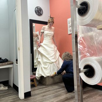 Custom Tailoring By Cynthia - First day that I brought the oversized dress into Cynthia. She really analyzed it. - Sewing & Alterations Near Me - Mesa, Arizona