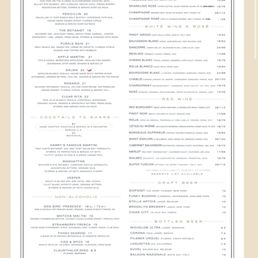 Cocktail menu Cocktail menu