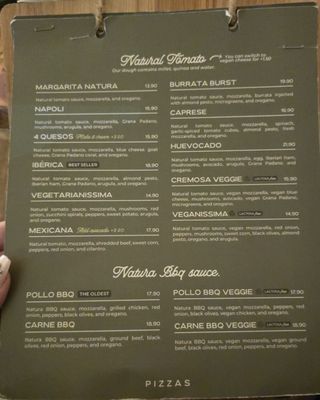 Menu photo 5 Pizza Natura Barcelona, B