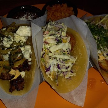 Cocina Madrigal - Tacos Left to Right: Beef Tenderloin Steak, Oaxaca Shrimp, and Tropical Fish. - Tacos Near Me - Phoenix, Arizona