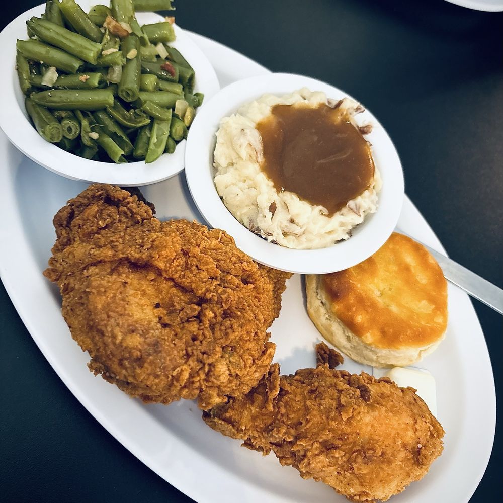 The Hidden Crab - Two piece fried chicken dinner with green beans, mashed potatoes w/gravy, and a biscuit - Seafood Near Me - Fernandina Beach, Florida The Hidden Crab - Two piece fried chicken dinner with green beans, mashed potatoes w/gravy, and a biscuit - Seafood Near Me - Fernandina Beach, Florida