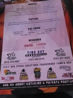 Menu photo 1 Time Out Sports Bar Seminole, FL