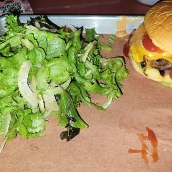 OTB - The 'special burger' with salad - New American Near Me - Brooklyn, New York